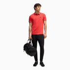 Polo elástico de algodón de corte slim para hombre con logo
