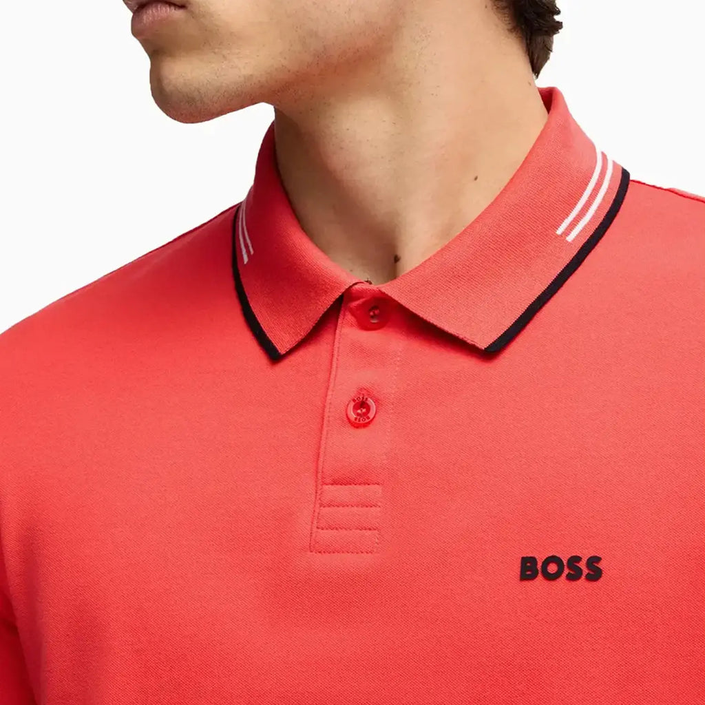 Polo elástico de algodón de corte slim para hombre con logo