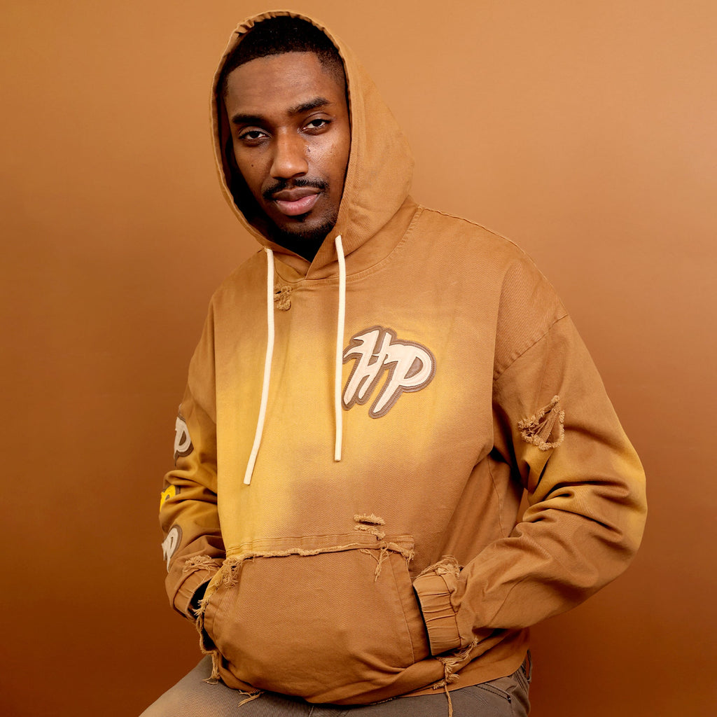 Men's Work Wear Distressed Pull Over Hoodie