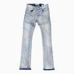 Pantalon en jean empilé à petits et grands cristaux liquides pour homme