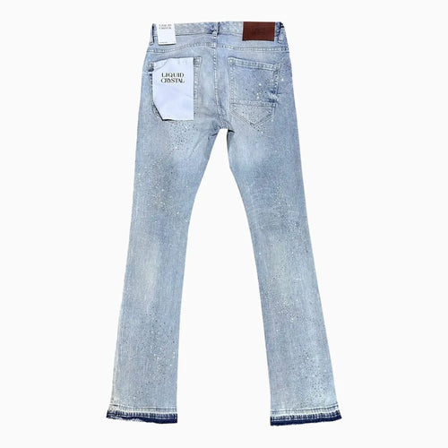 Pantalón vaquero apilado de cristales pequeños y grandes Liquid Crystals para hombre