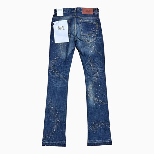 Pantalón vaquero apilado de cristales pequeños y grandes Liquid Crystals para hombre