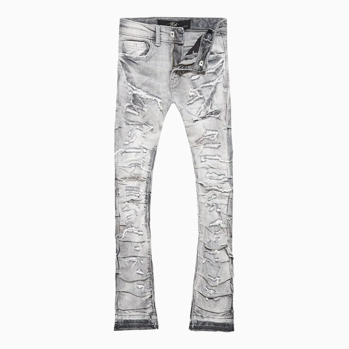 Men's Pleated Side Seam Shredded Jeans Pant