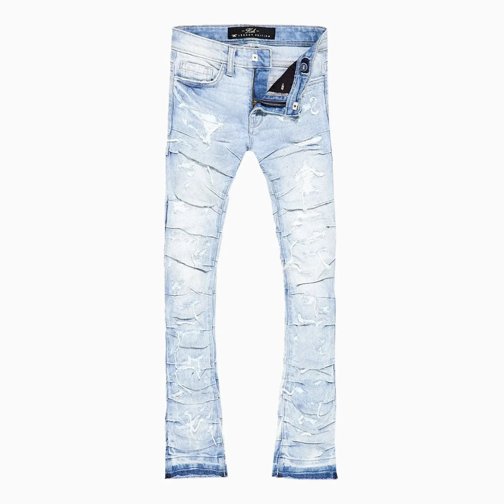 Jean déchiré à plis latéraux pour homme