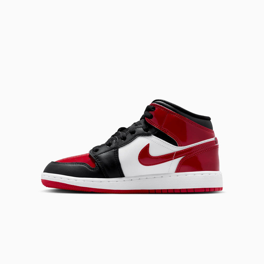 Kid's Air Jordan 1 Mid SE 'Patent Bred Toe' Grade School
