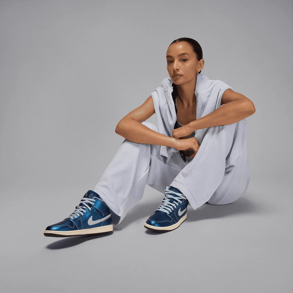 Women's Air Jordan 1 Mid SE 'Metallic Blue Quilted'