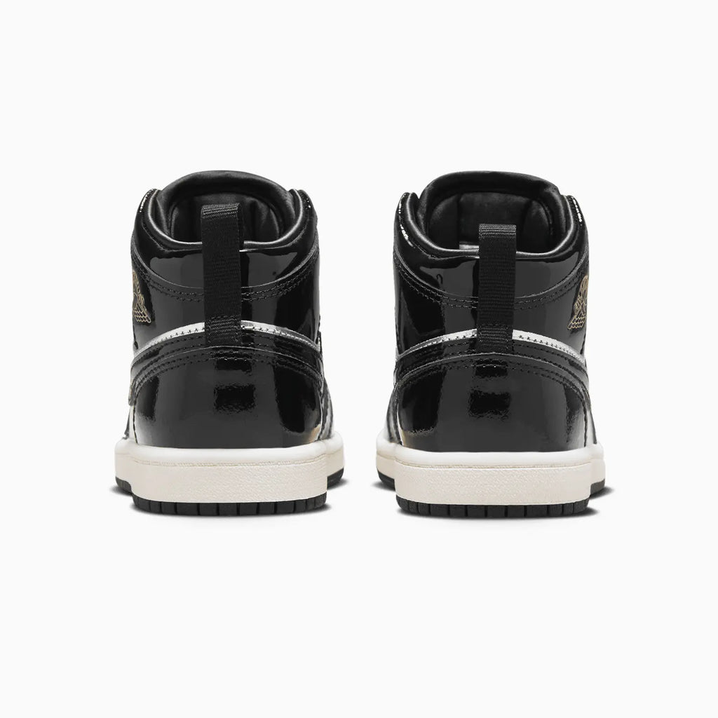 Kid's Air Jordan 1 Mid SE 'Black Metallic Silver' Pre School