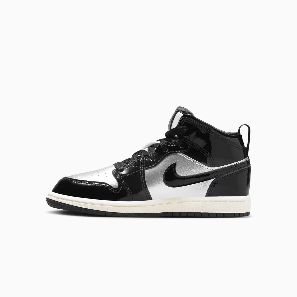 Kid's Air Jordan 1 Mid SE 'Black Metallic Silver' Pre School