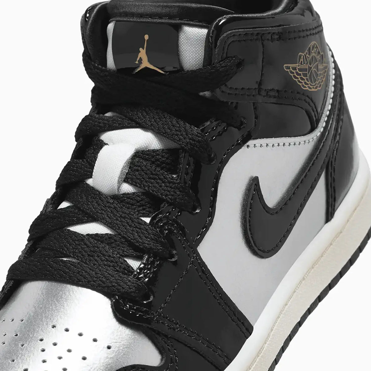 Kid's Air Jordan 1 Mid SE 'Black Metallic Silver' Pre School