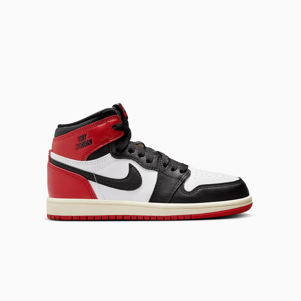 Jordan 1 Retro High OG 'Black Toe Reimagined' para niños de preescolar