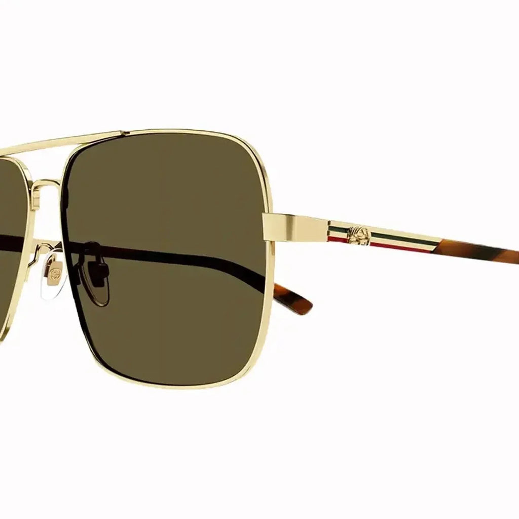 Lunettes de soleil pour homme Gucci en métal doré et marron