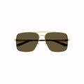 Lunettes de soleil pour homme Gucci en métal doré et marron