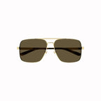 Lunettes de soleil pour homme Gucci en métal doré et marron