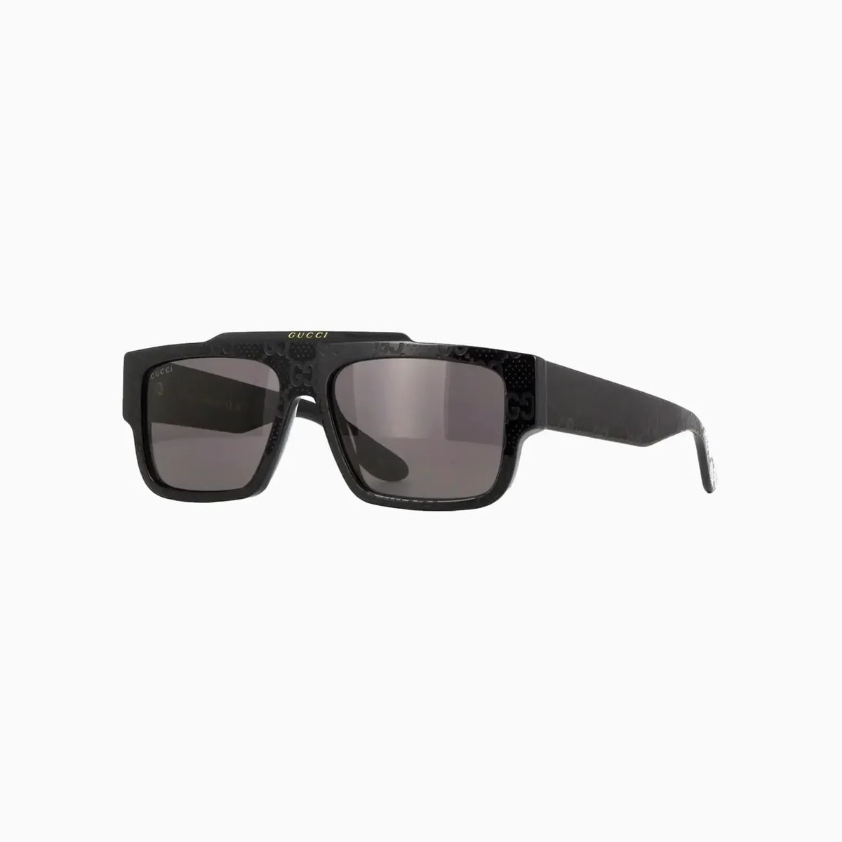 Men's Gucci Shiny Black with Embossed Logo Pattern Sunglasses