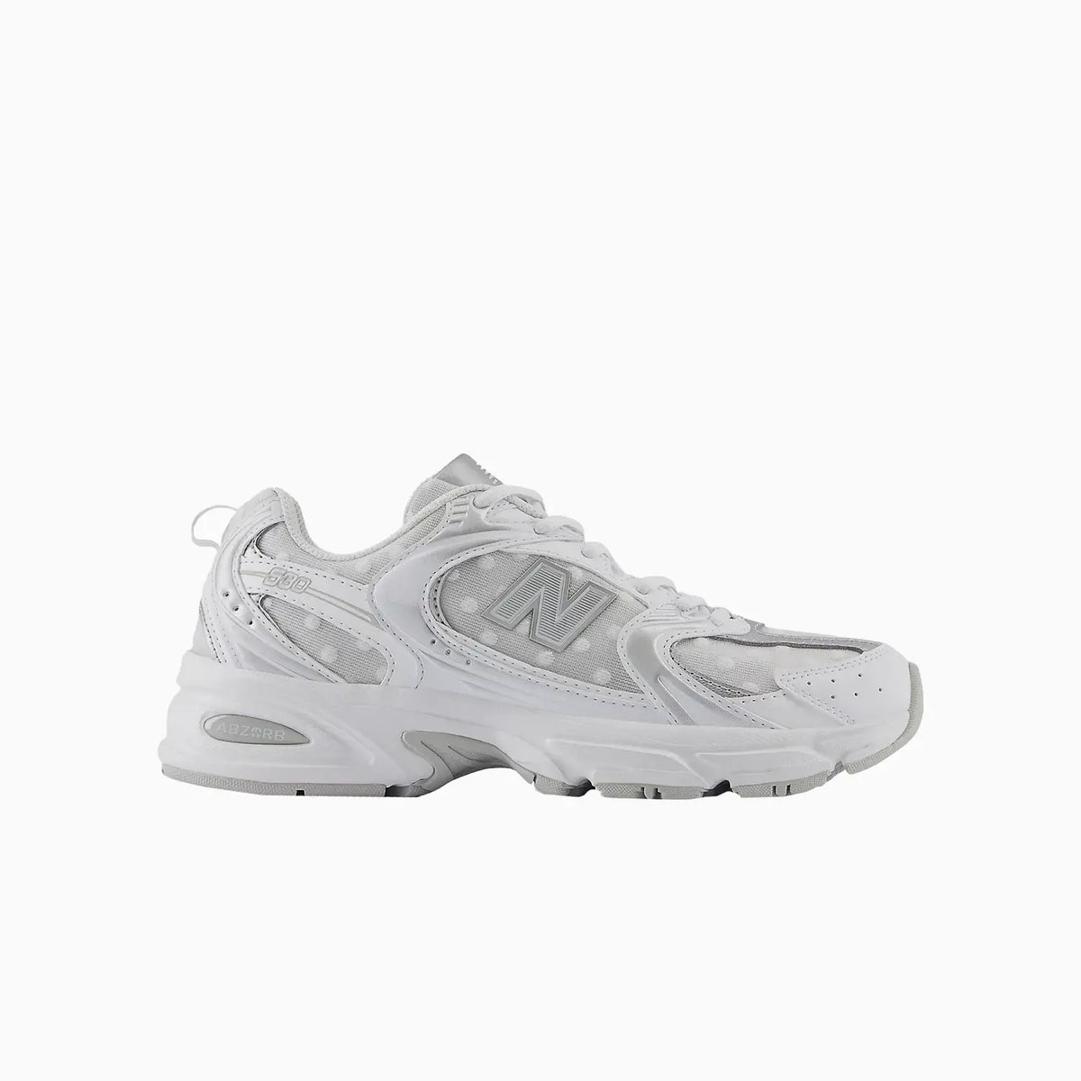 530 'White Silver Metallic Polka Dots'