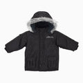 Veste en cuir à poches multiples avec capuche en fourrure pour bébés