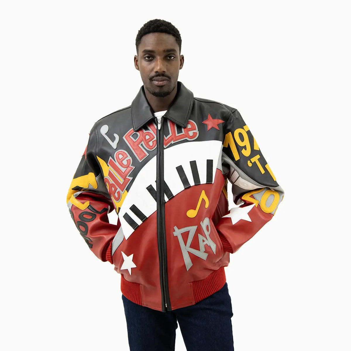 Chaqueta de cuero de los 50 años de Hip Hop para hombre