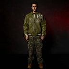 Blouson en cuir pour homme à étoiles et rayures