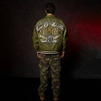 Blouson en cuir pour homme à étoiles et rayures