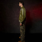 Blouson en cuir pour homme à étoiles et rayures