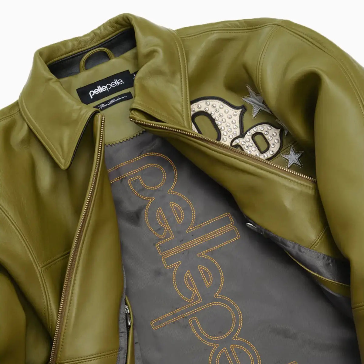 Blouson en cuir pour homme à étoiles et rayures