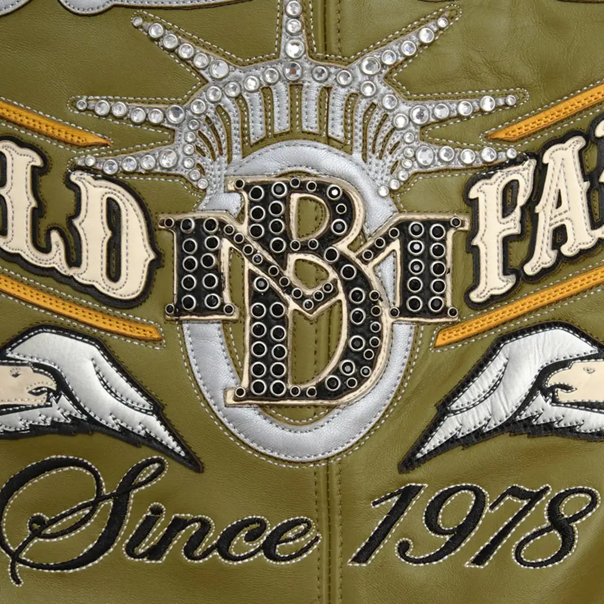 Blouson en cuir pour homme à étoiles et rayures