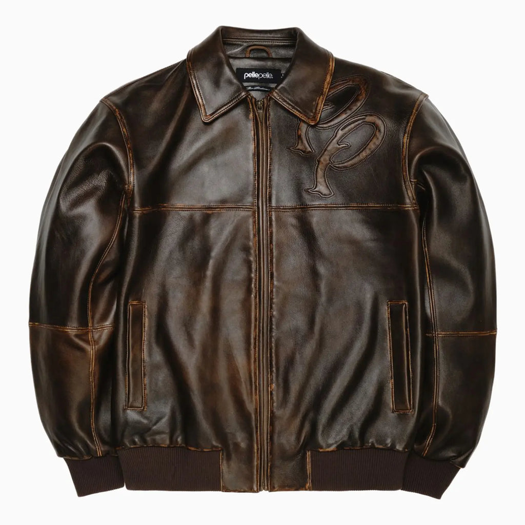 Blouson en cuir bicolore pour homme