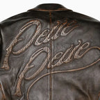 Blouson en cuir bicolore pour homme