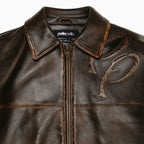 Blouson en cuir bicolore pour homme