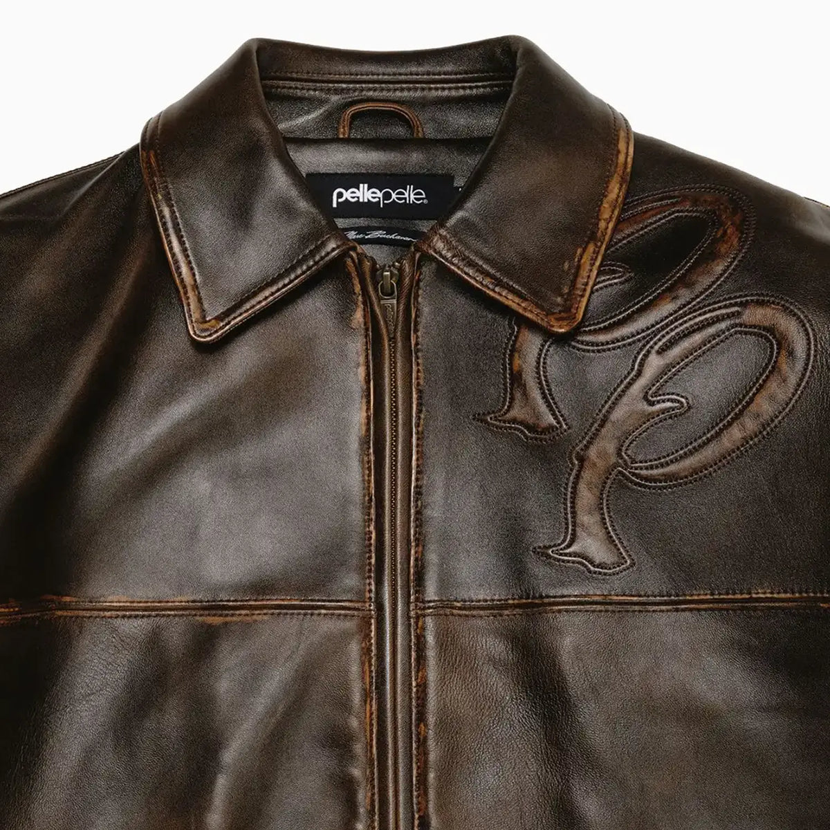 Blouson en cuir bicolore pour homme