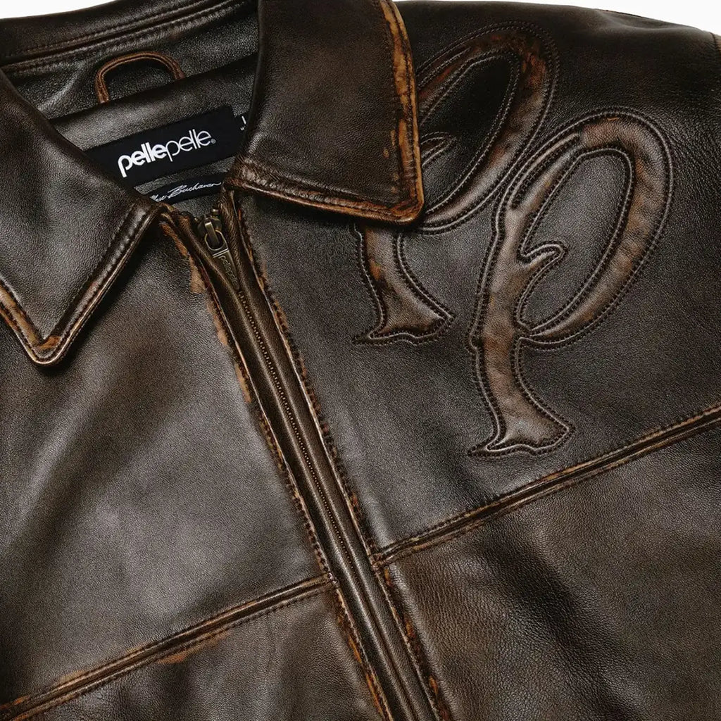 Blouson en cuir bicolore pour homme