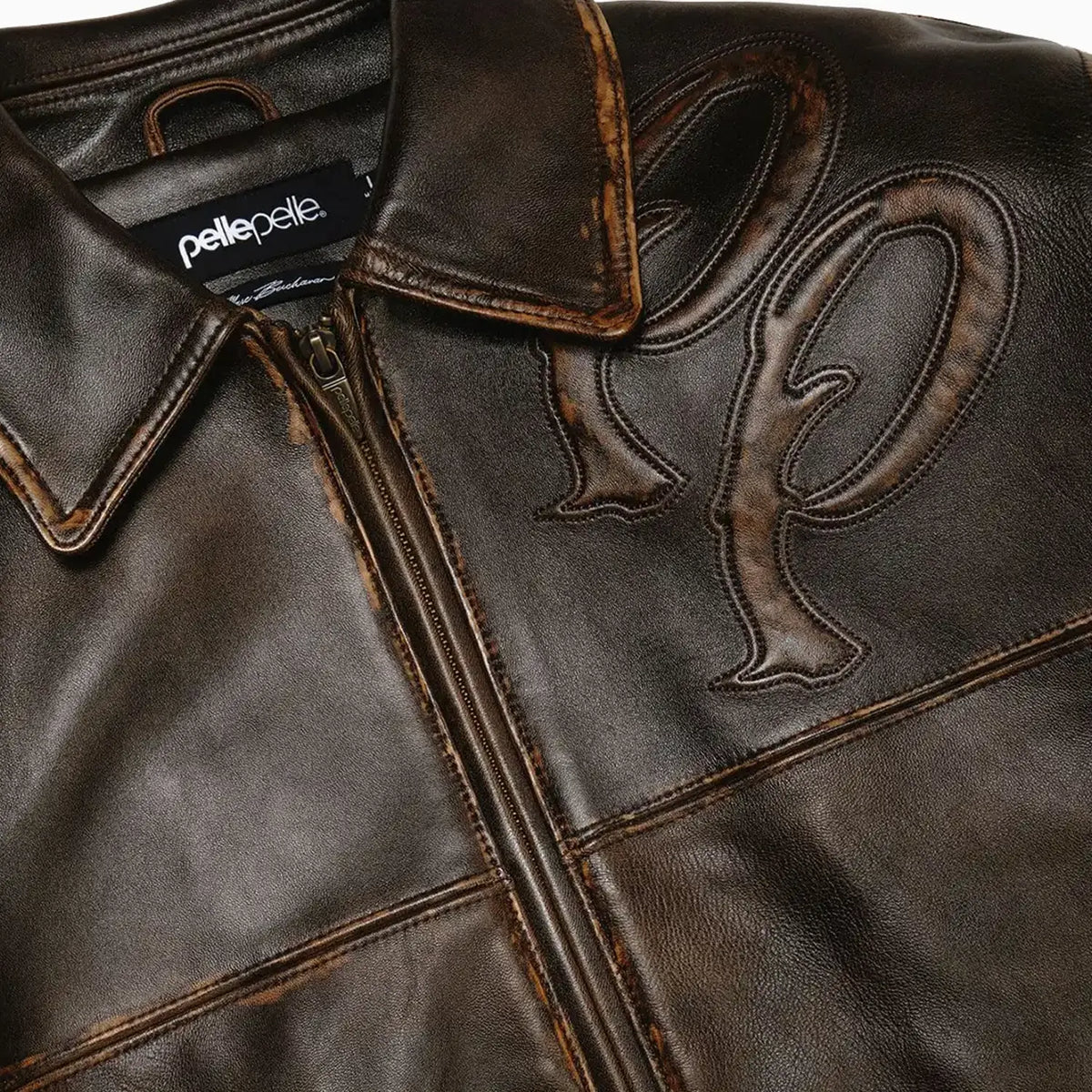 Blouson en cuir bicolore pour homme