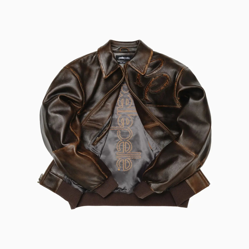 Blouson en cuir bicolore pour homme