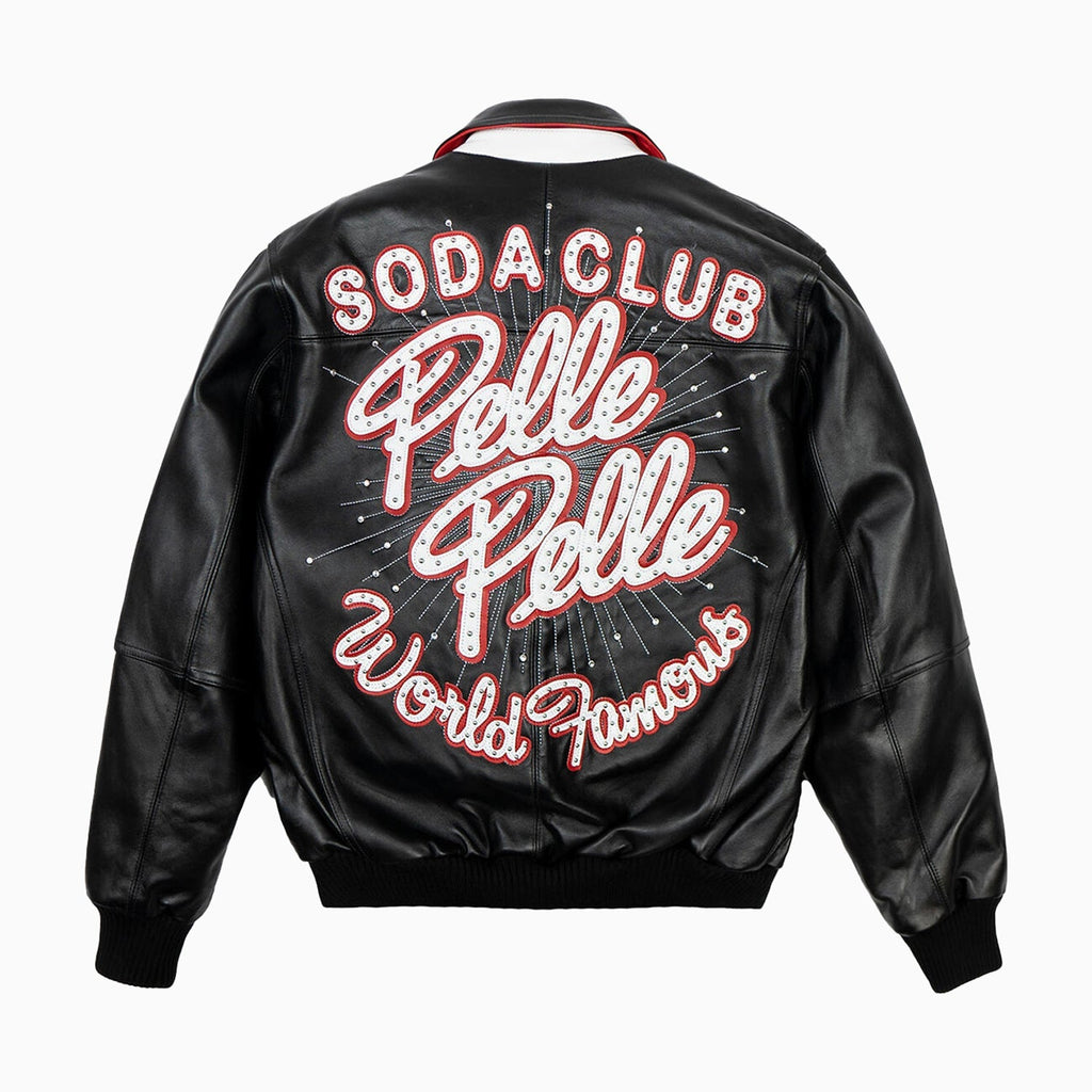 Chaqueta de cuero para hombre "World Famous Soda Club"