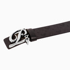 Men's Monogram Leather HC Belt Silver Black