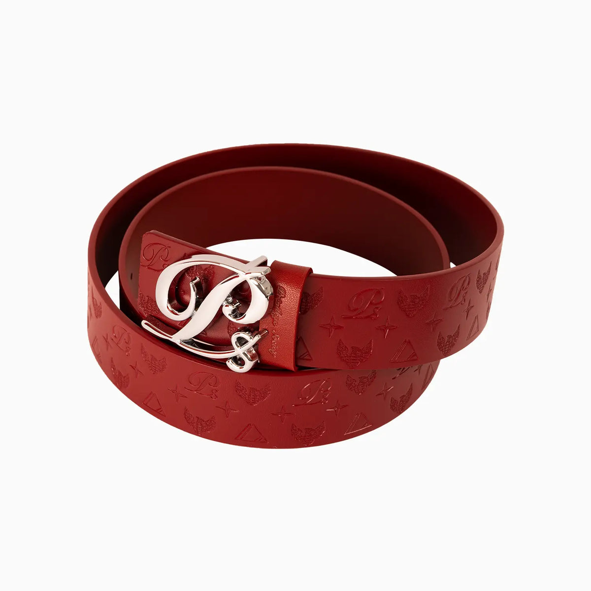 Men's Monogram Leather HC Belt Silver Red