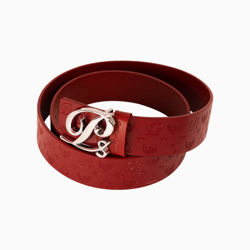 Men's Monogram Leather HC Belt Silver Red - Famous | Online Store