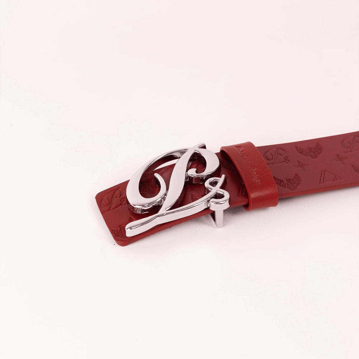 Men's Monogram Leather HC Belt Silver Red
