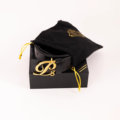 Men's Monogram Leather HC Belt Gold Black - Famous | Online Store