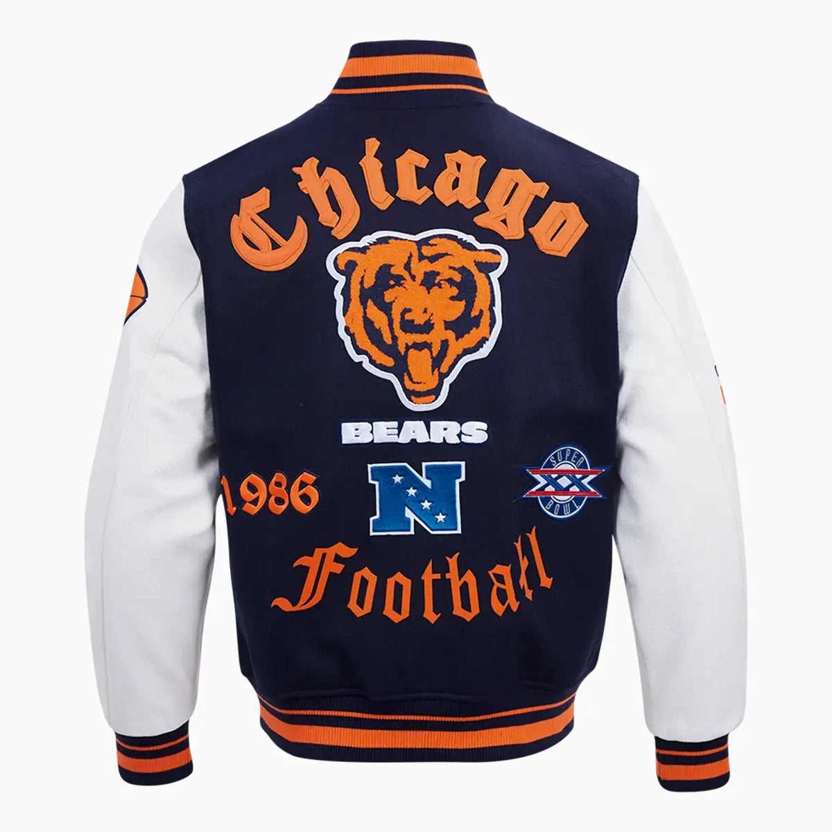 Men's Chicago Bears Old English Rib Wool Varsity Jacket