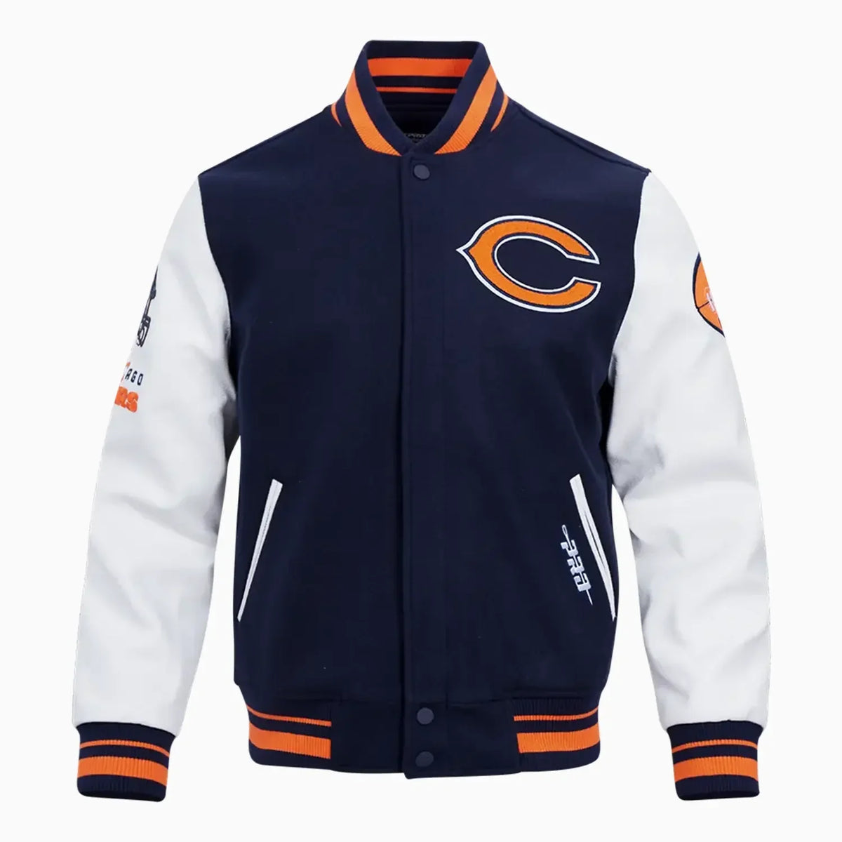 Men's Chicago Bears Old English Rib Wool Varsity Jacket