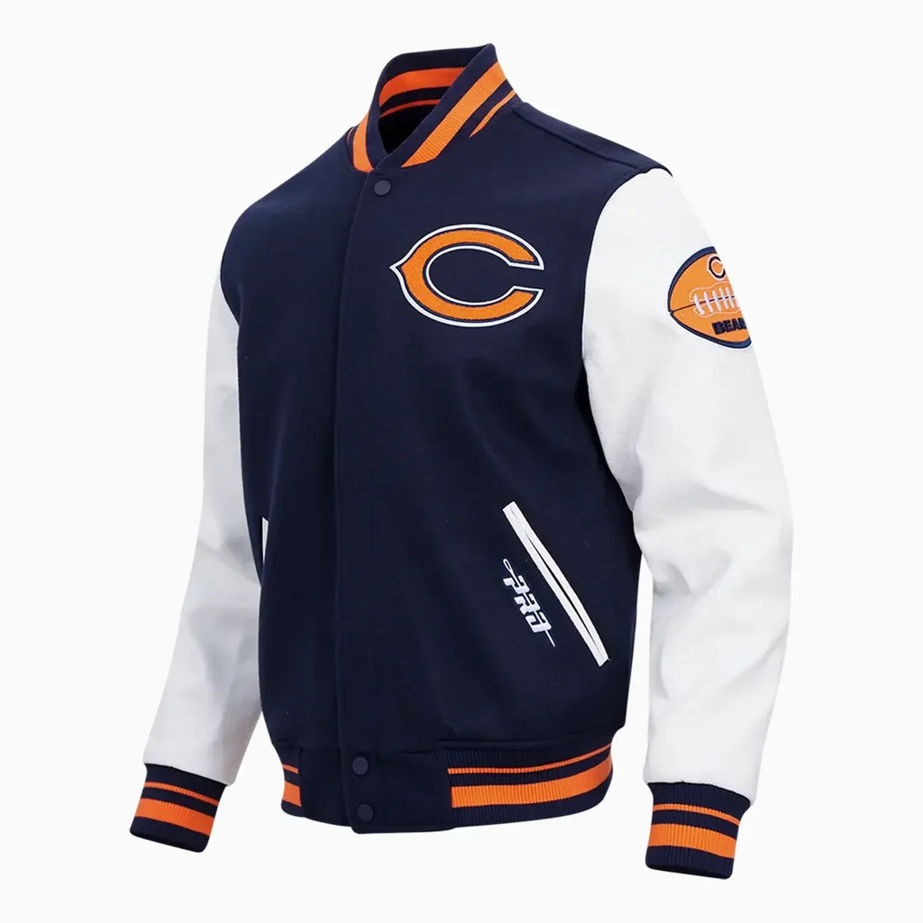 Blouson teddy en laine côtelée Old English Chicago Bears pour homme