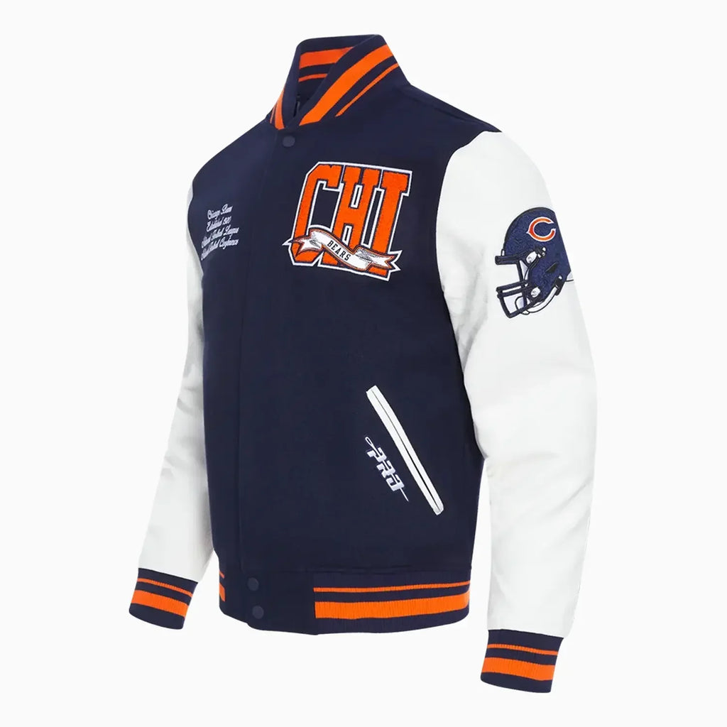 Veste universitaire en laine avec fanions des Chicago Bears pour homme