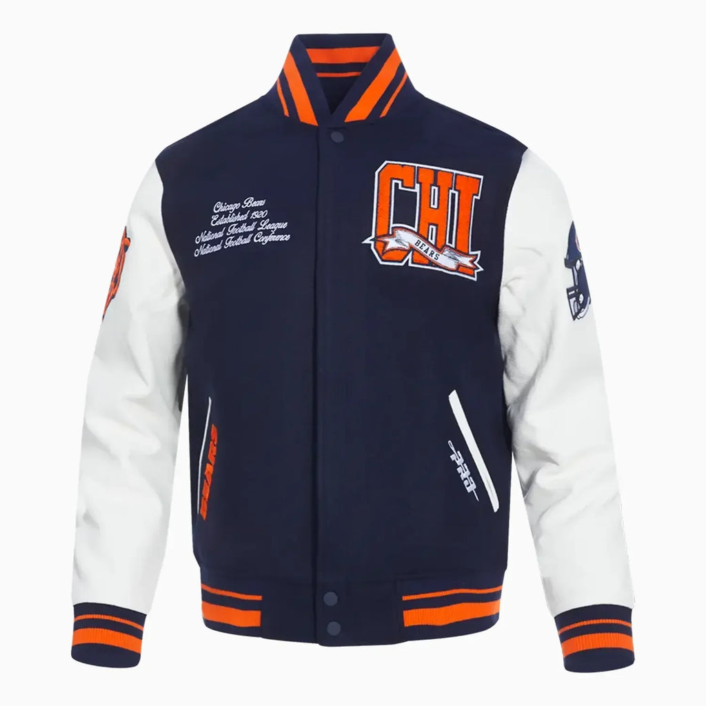 Veste universitaire en laine avec fanions des Chicago Bears pour homme
