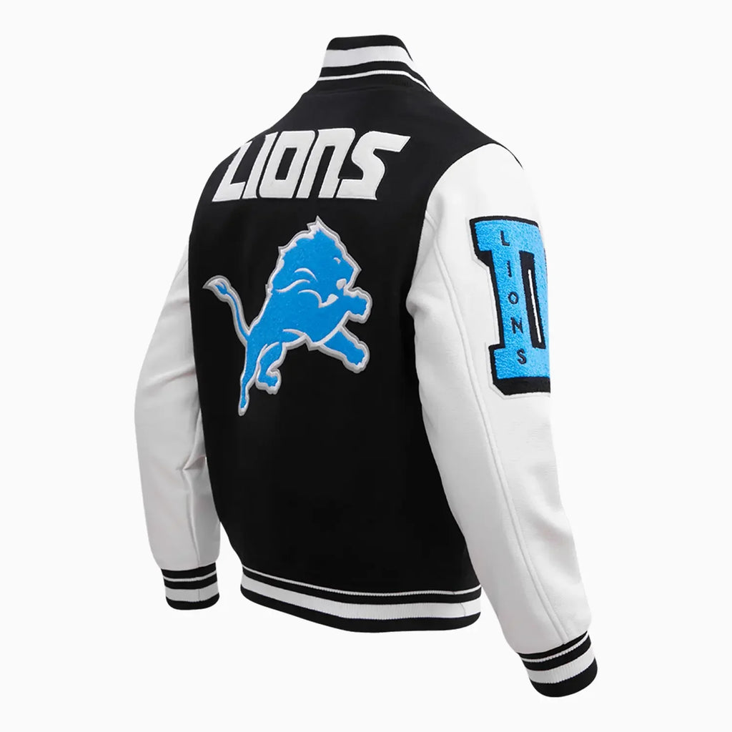 Veste universitaire en laine côtelée NFL Mash Up Detroit Lions pour homme