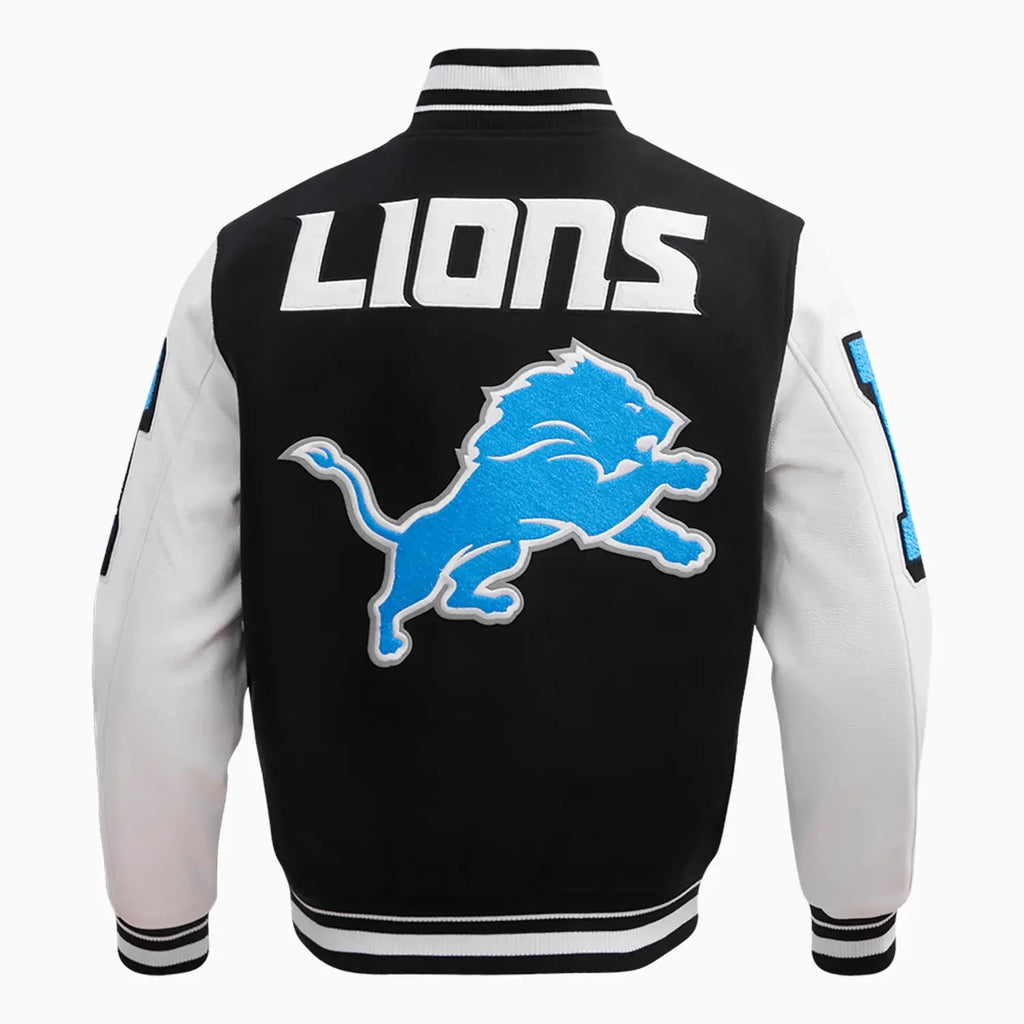 Veste universitaire en laine côtelée NFL Mash Up Detroit Lions pour homme