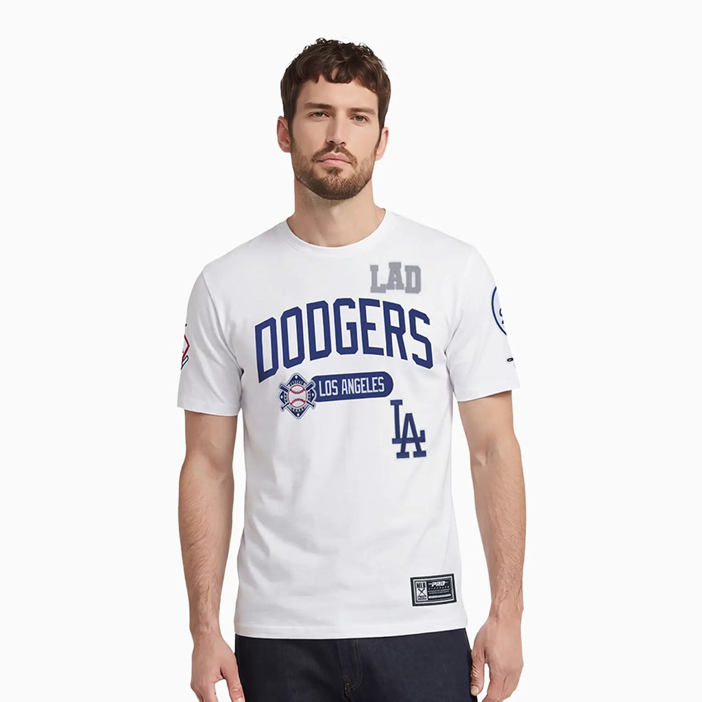 Camiseta tipo Letterman de los Dodgers de Los Ángeles de la MLB para hombre