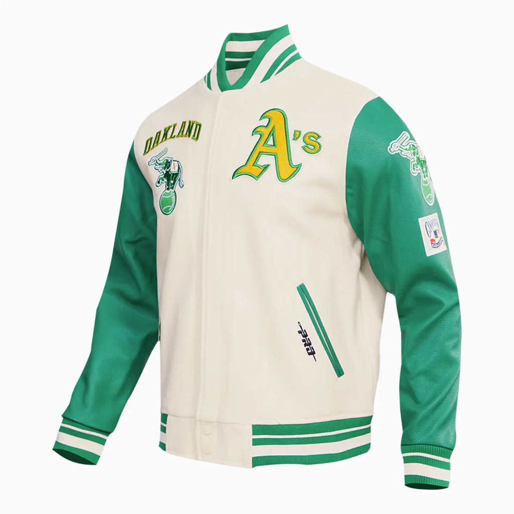 Men's Oakland Athletics MLB Retro Classic Rib Wool Varsity Jacket - Famous | Online Store