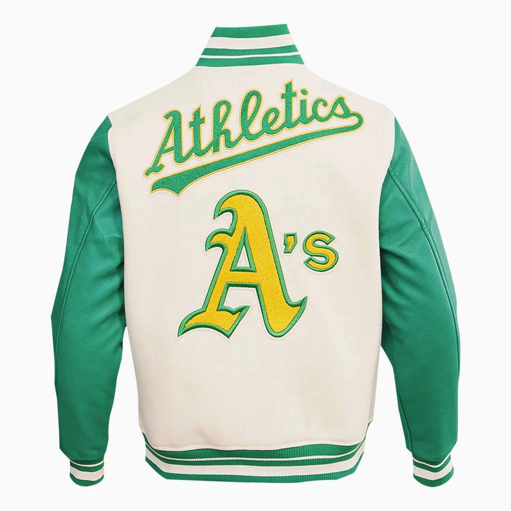 Men's Oakland Athletics MLB Retro Classic Rib Wool Varsity Jacket - Famous | Online Store