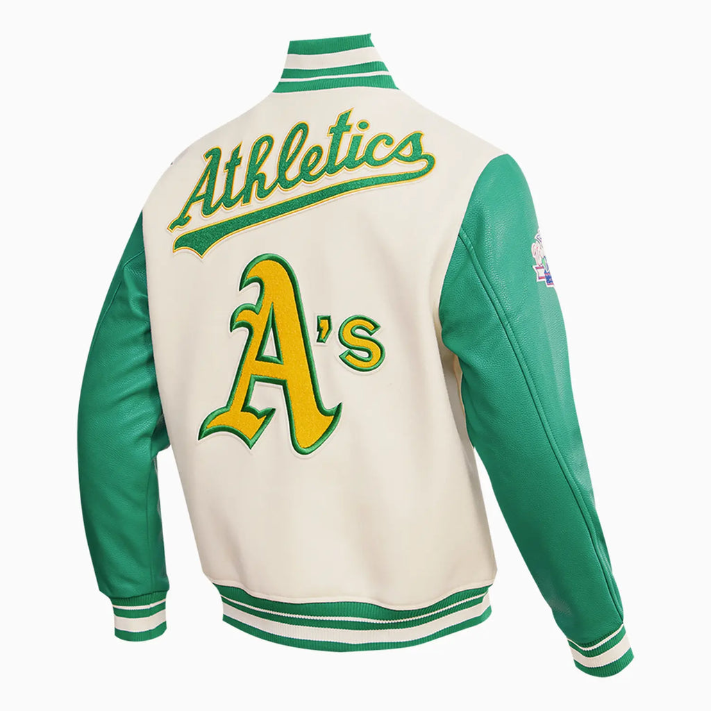 Men's Oakland Athletics MLB Retro Classic Rib Wool Varsity Jacket - Famous | Online Store
